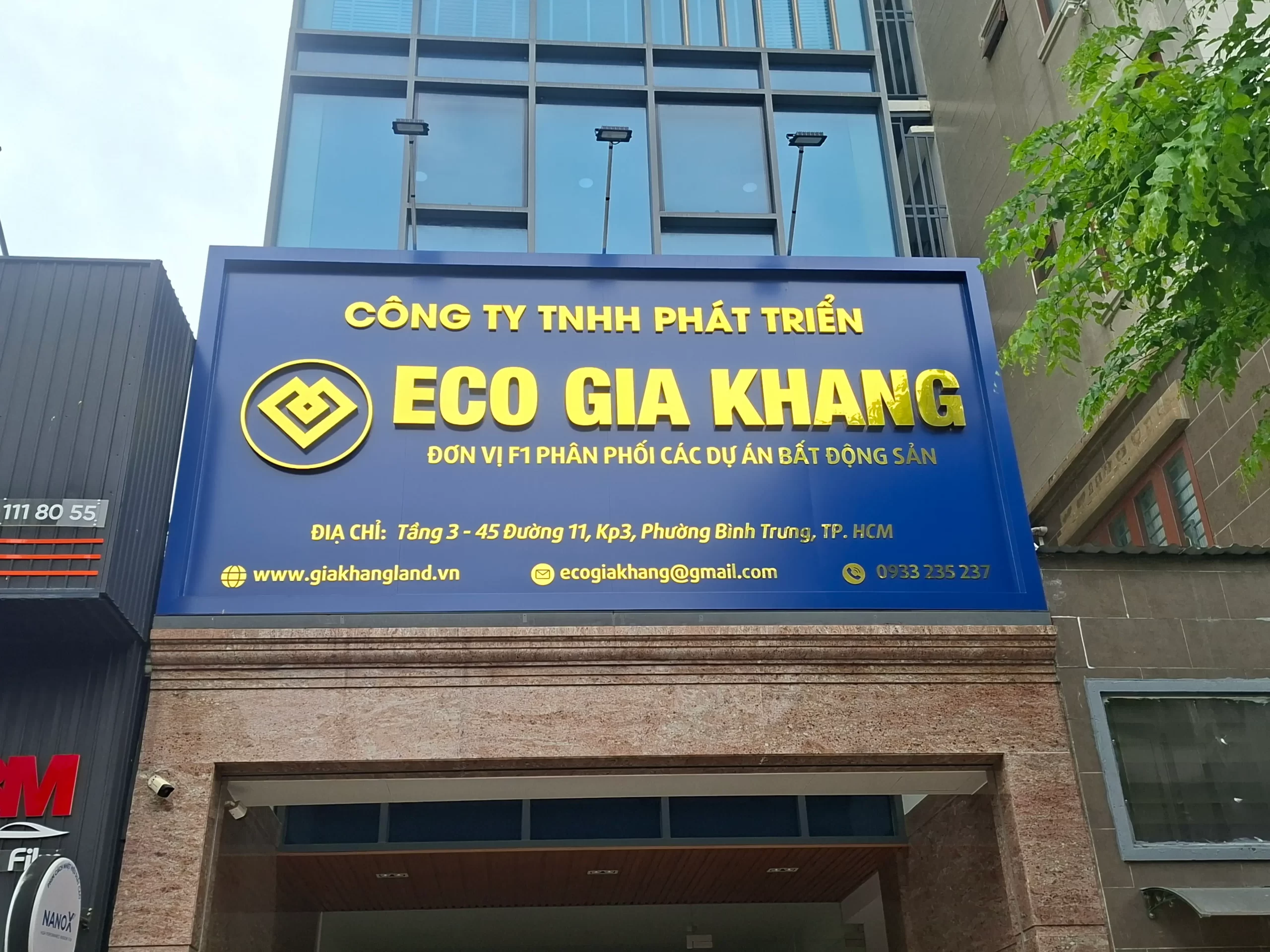 Bảng hiệu alu chữ nổi văn phòng bds